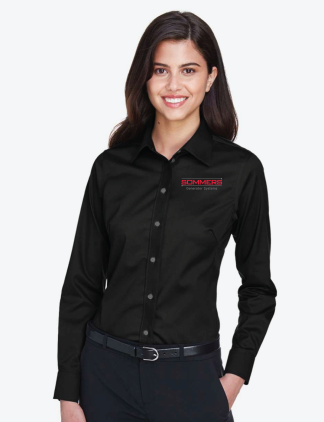 Womens DEVON & JONES Woven Full Button